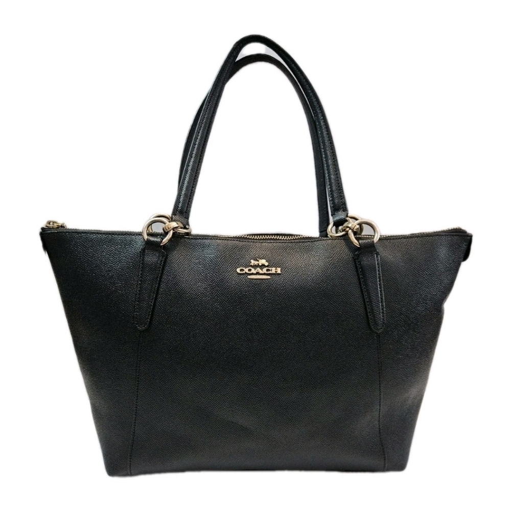 Coach Ava Navy Blue Crossgrain Leather/Gold Large Tote Bag F57526 EUC